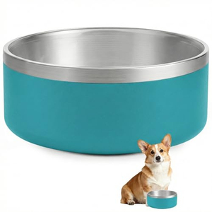 Insulated <b>Cat</b> Dog Bowl Double Layer 304 Stainless Steel Dog Bowls With Non-Slip Rubber Base Pet Bowl for <b>Food</b> and Water - Product Image 1