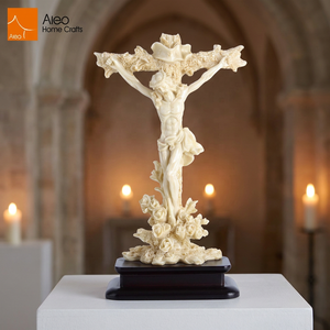 Figuras de la Cruz de Jesús Ecológicas, Imitación de Cobre con Acabado en Marfil, Poliresina Transparente, Diferentes Colores, Estilo Budista - Product Image 4