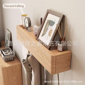 Wooden <b>wall</b> <b>shelf</b> for living room ornaments, entryway key storage rack, coat rack, <b>wall</b>-<b>mounted</b> storage unit - Product Image 3