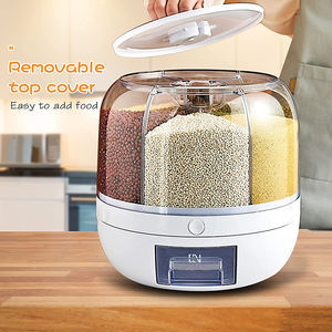 360 Degree Rotating Kitchen Plastic <b>Food</b> <b>Storage</b> <b>Container</b> Sealed Rice Dispenser - Product Image 6