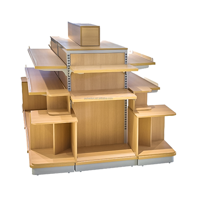 Supermarket Display Island Shelf Wooden Boxes Scenario Display Props Promotional Floor Display