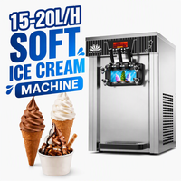 Machine à glace molle en acier inoxydable, 3 saveurs, 20L/H, mini sorbetière avec système de refroidissement stable pour les entreprises