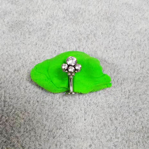 14ga F136 impianta grado titanio filo interno 4 CZ ombelico ombelico di cristallo flottante ombelico - Product Image 1