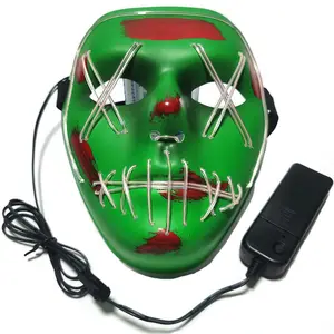 Groene Gezicht X Gezicht Slit Mannen En Vrouwen Party Bar Sfeer Halloween Led Masker Masker Voor Halloween