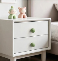 Poignées de meuble rondes en laiton massif couleur Morandi, sensation peau, vert, pour tiroirs - Grande Vente