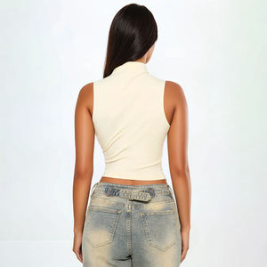 Haut pour Femme Décontracté Personnalisé de Haute Qualité, Respirant et Anti-Boulochage, à Col Montant Découpé - Product Image 3