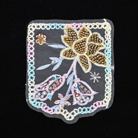 Applique de col en dentelle 3D florale perlée et brodée de sequins, légère et décorative, pour robe et vêtement DIY