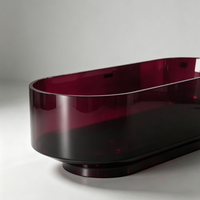 Baignoire autoportante moderne en pierre artificielle colorée transparente, de haute qualité, artistique, couleur personnalisée, grande taille