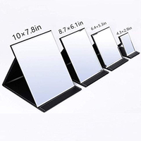Miroir de maquillage pliable portable ultra-fin rectangulaire en PU avec logo personnalisé CF, pour le camping, la maison et les voyages