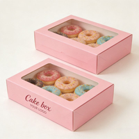 Boîte à donuts jetable de qualité alimentaire 2/4/6/8/12/16 emplacements avec fenêtre, impression personnalisée, boîte à biscuits pliable, boîte de boulangerie recyclable