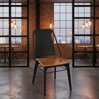 Meubles en métal industriels vintage de style commercial, chaise de restaurant, chaise de café, chaise de fast-food, table et chaises noires pour salle à manger