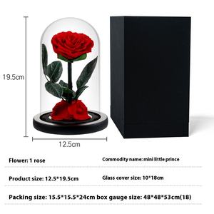 Prince Premium Sense Caja de regalo hecha a mano Adornos Rosa roja Cubierta de vidrio Día de San Valentín Navidad - Product Image 5