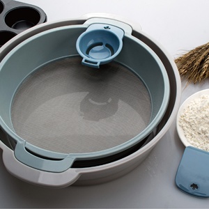 4 pcs de cocina para hornear 304 herramientas de plástico de acero inoxidable manual de mano Harina de malla de tamiz - Product Image 4