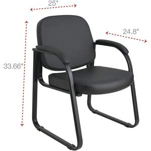 Chaise d'appoint Alera Genaro Series 25'' x 24,80'' x 33,66'' en similicuir noir à dossier semi-haut avec base en forme de traîneau et base de dossier noire - Product Image 5