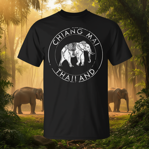 Camiseta Chiang Mai Thailand Elephant, color negro, unisex, talla para adultos - Product Image 3