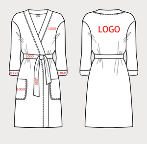 เสื้อคลุมอาบน้ำผ้าฝ้ายลายทางสำหรับผู้หญิง พิมพ์โลโก้ตามสั่ง ดีไซน์อบอุ่นสำหรับฤดูหนาว ขายส่งสำหรับสปา โรงแรม และใช้ในห้องน้ำที่บ้าน - Product Image 4
