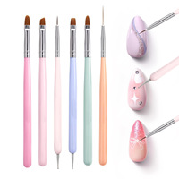 Lot de 6 pinceaux pour nail art, outils multifonctions pour la décoration des ongles, avec applicateur de strass, stylo à cire pour points et pinceau liner pour gel, pour salon et DIY