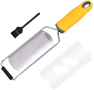 Cheese Grater Lemon Zester Parmesan Ginger Garlic Chocolate With Razor-Sharp Stainless Steel Blade Protective Cover and brush