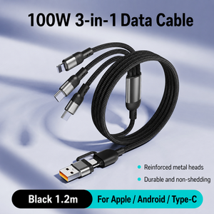 Cable USB C 3 en 1 de Nylon SUNGUY, Cable de Datos USB C de Carga Rápida PD de 100W para Teléfono Móvil y Portátil - Product Image 2