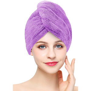 Serviette de cheveux en molleton de corail avec bouton super absorbante à séchage rapide bonnet de cheveux enveloppes de luxe serviette magique à séchage rapide bonnet de séchage des cheveux - Product Image 4