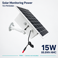 Kit d'énergie solaire monocristallin TecDeft TD-PN1508A 15W avec surveillance, batterie NMC 88,8Wh, PWM, étanche IP65 pour télécommande basse consommation