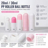 Prix d'usine – Bouteille à bille de 20 ml et 30 ml en PP blanc et rose pour huiles essentielles, parfums, déodorants et lotions corporelles, avec sérigraphie