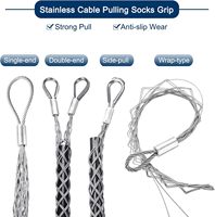 Chaussettes de tirage de câble en acier inoxydable 25-37 mm DE, 0,73 m, double tête, conception à mailles latérales, outil de tirage de câbles