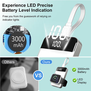 <span class=keywords><strong>Chargeur</strong></span> <span class=keywords><strong>portable</strong></span> pour téléphone <span class=keywords><strong>Chargeur</strong></span> de montre magnétique sans fil compact 3000mAh Banque d'alimentation à charge rapide pour Smart Watch Series Noir - Product Image 3