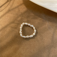 Minimalistische Perlen-Perlingsringe für Damen handgefertigte elastische Süßwasser-Perlingsringe natürlicher Schmuck