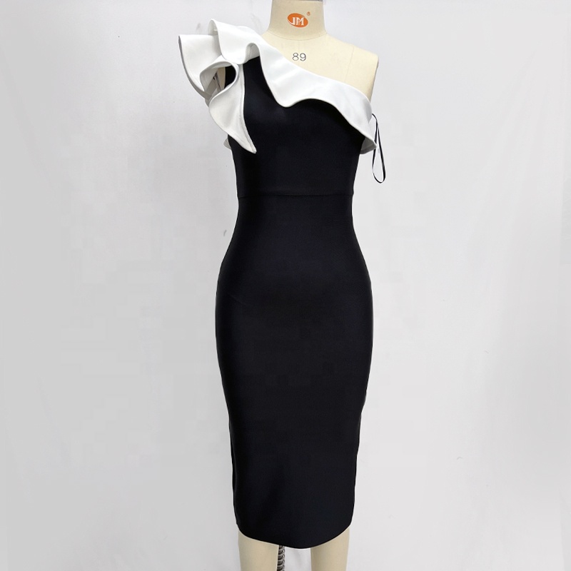 White Flowers Strapless Black and White Cocktail Dress for Birthday Parties   Elegant & Sexy Evening Wear for Any Occasion