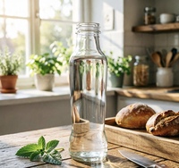 Bouteilles de jus en verre Sishang 315 ml, transparentes et rondes, avec couvercles et étiquettes – Vente directe et personnalisation