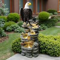 Fuente de Agua en Cascada de 4 Niveles con Estatua de Águila, Fuente de Agua Decorativa para Exteriores con Luz LED, Venta al por Mayor