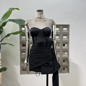 欧迪娜精品时尚夏季休闲系带筒上衣鱼骨紧身胸衣丝带蝴蝶结裙两件套女装2件套 - Product Image 5