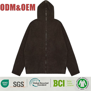 <span class=keywords><strong>Cardigan</strong></span> in Maglia <span class=keywords><strong>con</strong></span> Zip Integrale Personalizzato OEM, Maglione Misto <span class=keywords><strong>con</strong></span> Cappuccio Grande, Cappotto Casual in Maglia per Uomo - Product Image 1