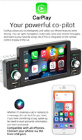 Nuevo 5 "HD pantalla 1Din coche Mp5 reproductor Android Auto + Carplay coche estéreo Radio RCA Audio FM BT 5,1 marcha atrás ayuda espejo enlace