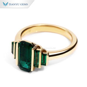 <span class=keywords><strong>Bague</strong></span> de Fiançailles Rectangle Émeraude Synthétique Tianyu 5x10mm en Or Jaune pour <span class=keywords><strong>Femme</strong></span>, 10K 14K 18K Véritable Au585 Au750, <span class=keywords><strong>Bague</strong></span> de Mariage - Product Image 4