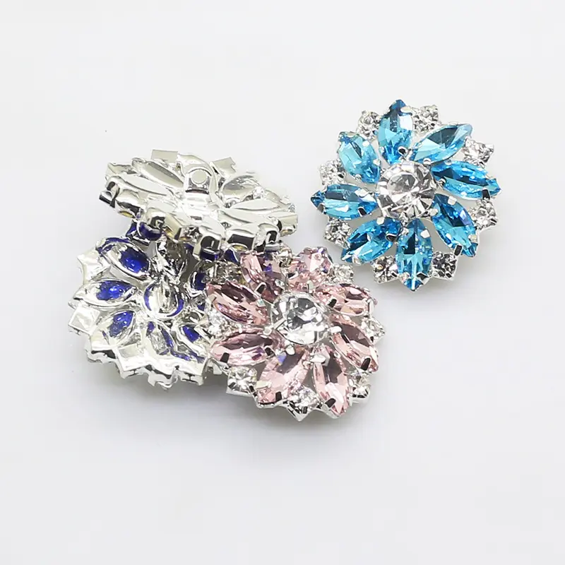 Tự làm hoa hình Rhinestone nút giá rẻ số lượng lớn Rhinestone nút Rhinestone nút 28mm