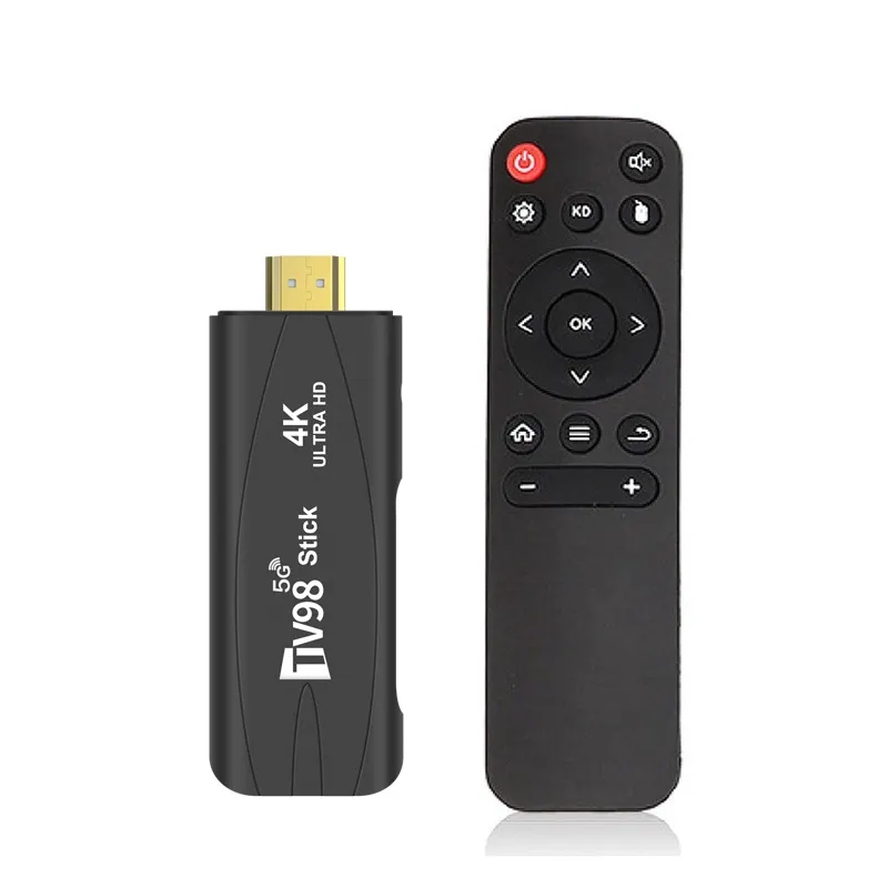 factory best selling Android 12.1 4K HD 2.4G 5G Dual Wifi Smart TV Box H.265 Media Player TV Receiver TV98 Mini TV Stick fire
