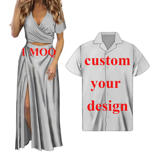 Abbigliamento Coordinato per Coppie, Vestito Estivo da Donna e Camicia da Uomo Personalizzabili <span class=keywords><strong>con</strong></span> Logo, Completo Casual <span class=keywords><strong>con</strong></span> Abiti <span class=keywords><strong>Lunghi</strong></span> - Product Image 1