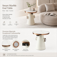 Table basse musicale sans fil intelligente avec haut-parleur intégré, plateau en pierre frittée de 12 mm, mobilier moderne pour salon, vente en gros d'usine