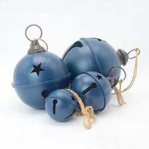 Farmhouse Christmas Ornament Rustic Metal Hanging Christmas Bell Jingle Bells With Handle For Indoor Decor