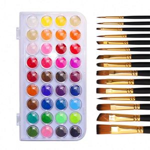 Offre Spéciale – Kit de Peinture à l'Eau Solide Non Toxique 36 Couleurs avec 15 Pinceaux en Nylon pour Toile d'Enfants – Faible MOQ - Product Image 6