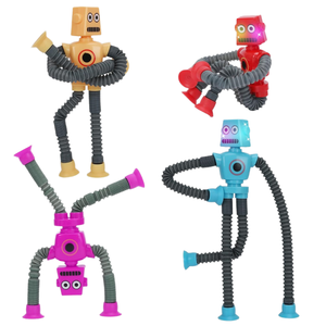 Vui Telescopic căng <span class=keywords><strong>Robot</strong></span> đồ chơi với cốc hút nhựa căng thẳng cứu trợ câu đố động vật khéo léo Combo cậu bé món quà - Product Image 2