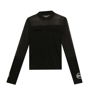 Herbst Neues Kragen-Langarmshirt mit Aushöhlungen und Netzstoffeinsätzen, Modisches Slim-Fit Damen-Unterhemd - Product Image 5