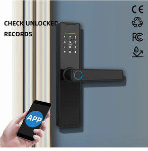 ऑनलेस एल्यूमीनियम मिश्र धातु फिंगरप्रिंट स्मार्ट लॉक अरबिक पासवर्ड इलेक्ट्रिक कीपैड ओएम कीकार्ड यांत्रिक कुंजी सेट लॉक ऐप - Product Image 5
