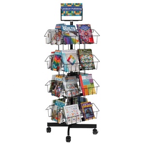 Nhà Máy Giá ruimei 4 Tier kim loại Truyện Tranh cuốn sách <span class=keywords><strong>spinner</strong></span> giá cuốn sách hiển thị kệ với sơn tĩnh điện màu đen/trắng cho tùy chỉnh - Product Image 1