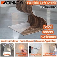 Plaque de pierre flexible Womica imprimée UV effet travertin, légère et pliable, pour revêtement mural de fond TV