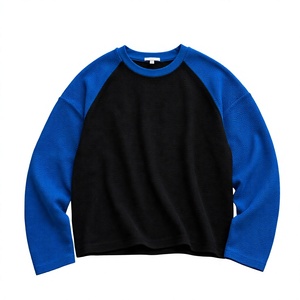 Pull tricoté à manches raglan pour homme, col rond, couleur unie, décontracté, coupe classique, bleu, noir, haut à manches longues - Product Image 1