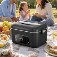 Boîte à lunch électrique sans fil noire, chauffe-plat rechargeable sans fil, pot intérieur en acier inoxydable, capacité de 1 L, pour chauffeur de camion
