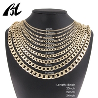Collier Chaîne Maille Cubaine Ferrero Plaqué Or 14K/18K de Haute Qualité, Plusieurs Largeurs et Longueurs, pour Hommes et Femmes